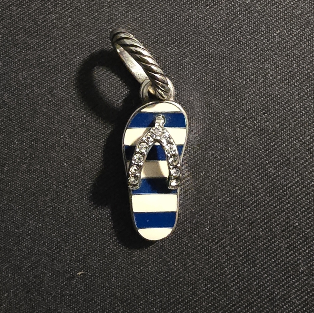 Brighton Striped Flip Flop Charm with Rhinestones